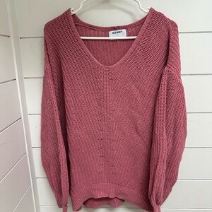 Women's Dusty Rose Balloon Sleeve Old Navy Sweater Size Large